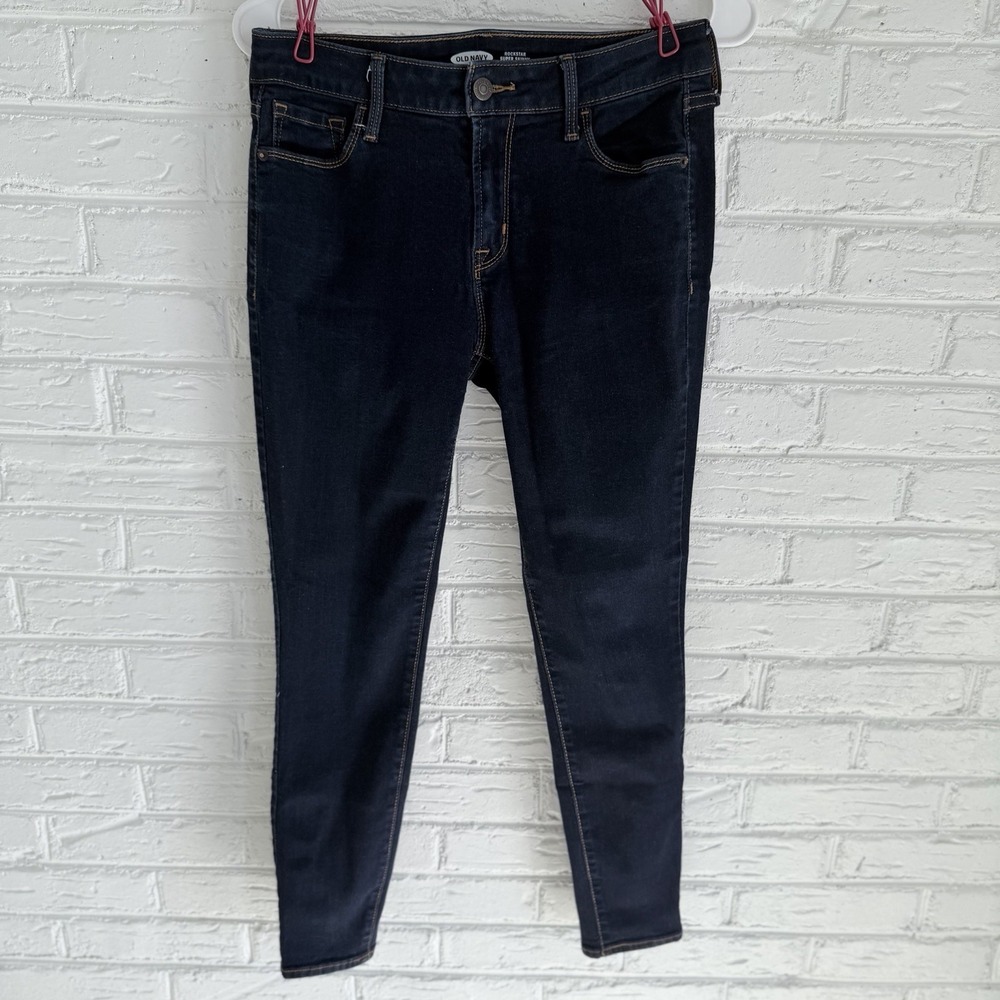 Old Navy Rockstar High Rise Skinny Jeans Womens 6 Short Blue Dark Wash Denim Zip